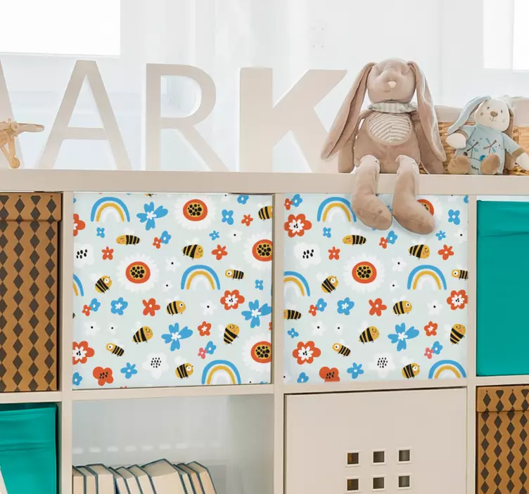 Autocolant mobila flori si albine - TenStickers