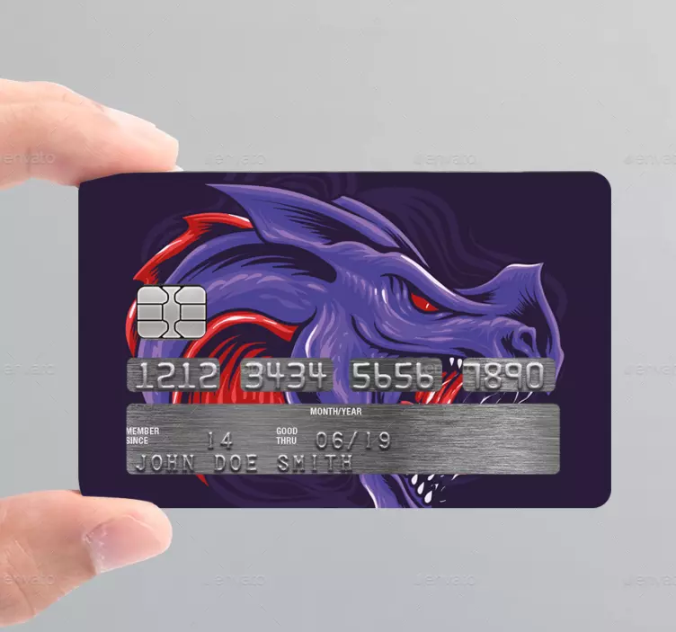 Autocolante de carduri de credit cap de dragon amenințător - TenStickers