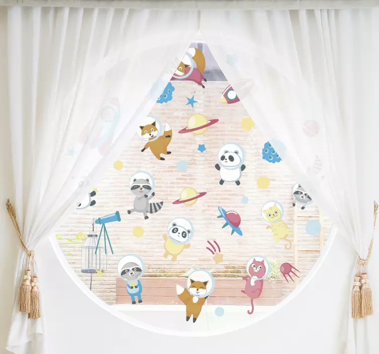 Autocolante de perete astronauți drăguți cu animale - TenStickers