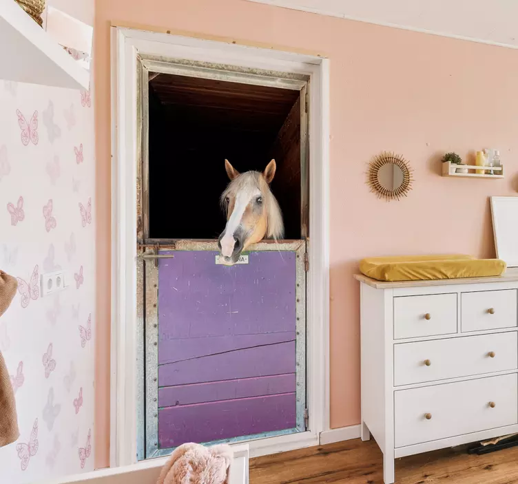 Autocolant pentru ușă din sticlă de cal grajd - TenStickers