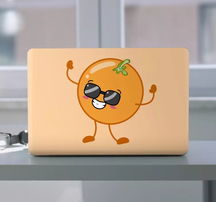 Drăguț zâmbitor portocaliu cu desene animate pentru laptop - TenStickers