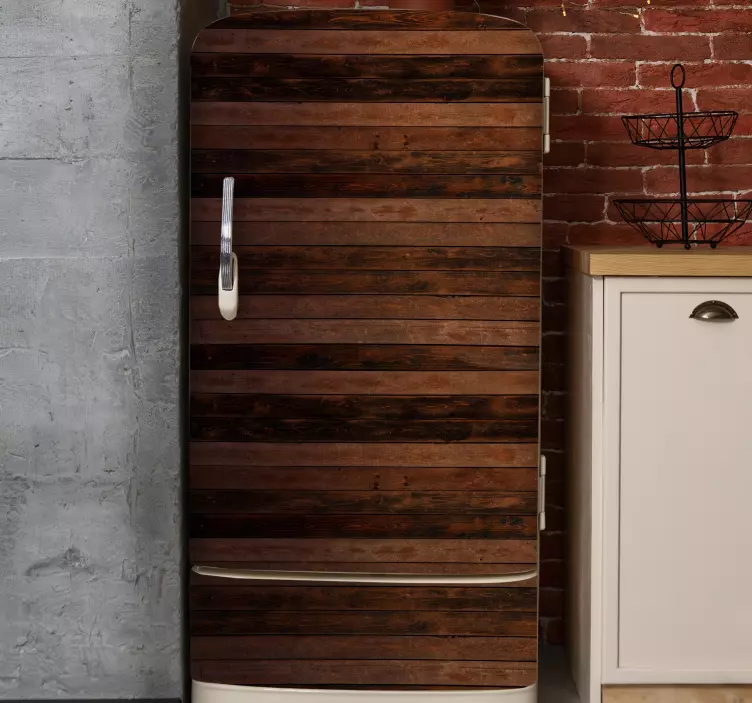 Autocolant frigider scânduri orizontale maro - TenStickers