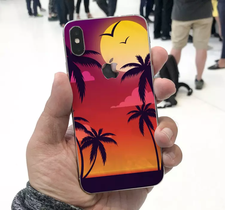 Autocolante iphone ambianță tropicală de apus - TenStickers