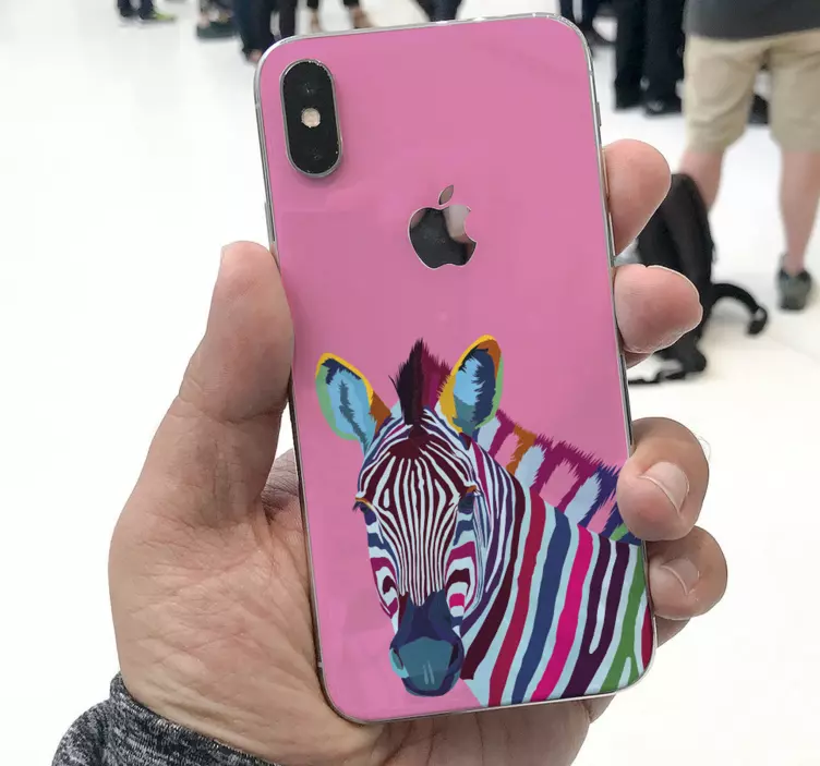 Autocolante iphone display colorat zebra - TenStickers