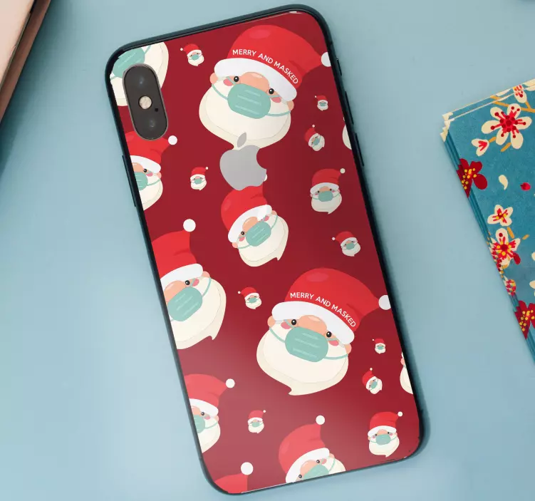 Autocolante iphone fețe vesele de moș crăciun - TenStickers