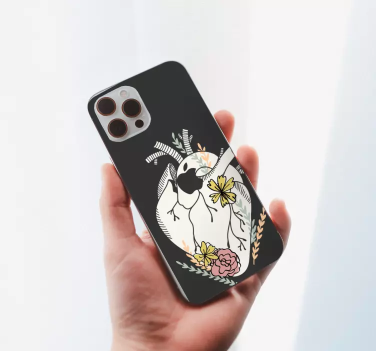 Autocolante iphone pasăre și flori - TenStickers