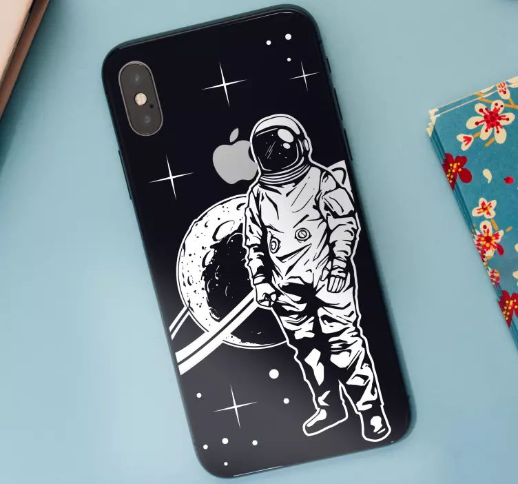 Autocolante iphone scenă spațială cu astronaut - TenStickers