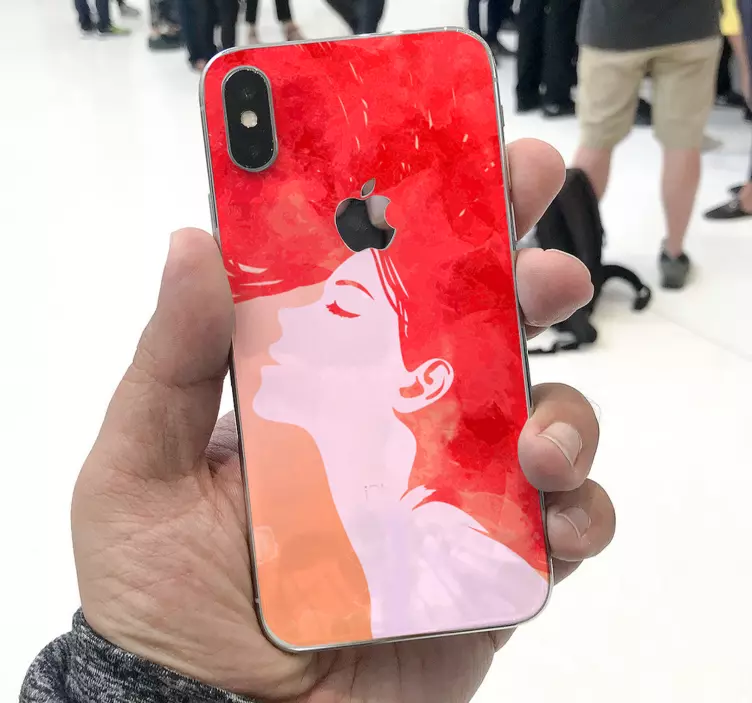 Autocolante iphone silueta femeie roșie - TenStickers