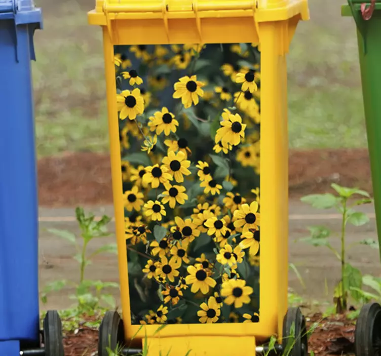 Autocolante pentru container scenă vibrantă cu flori - TenStickers