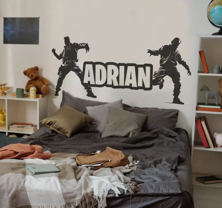 Autocolante de perete pentru jocuri video soldați dansând cu nume - TenStickers