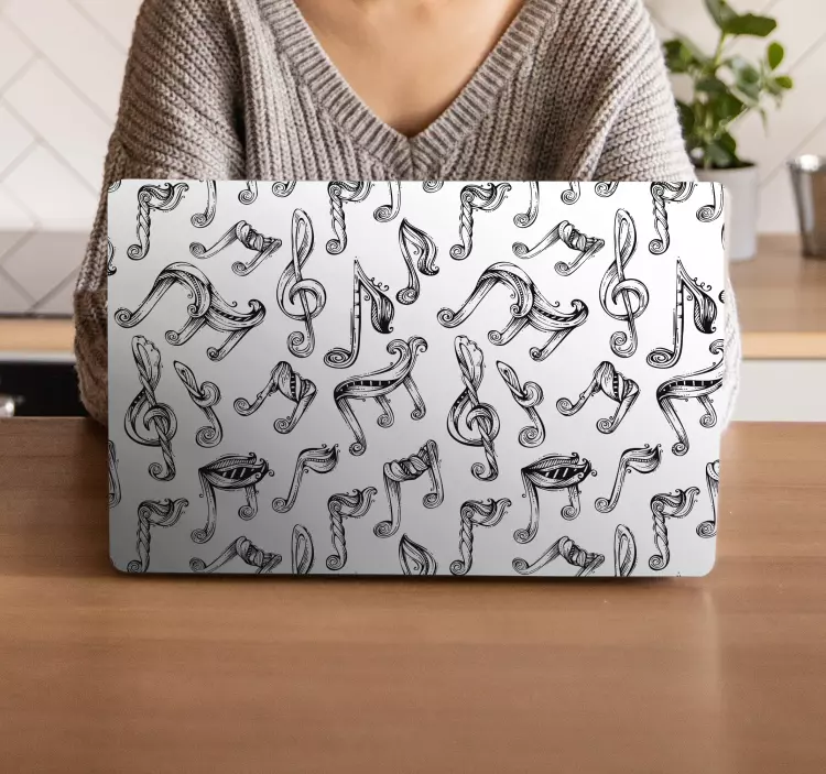 Model de note muzicale desenate manual, piei de laptop - TenStickers