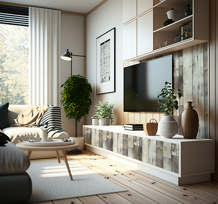 Autocolante mobila lemn deschis îmbătrânit - TenStickers