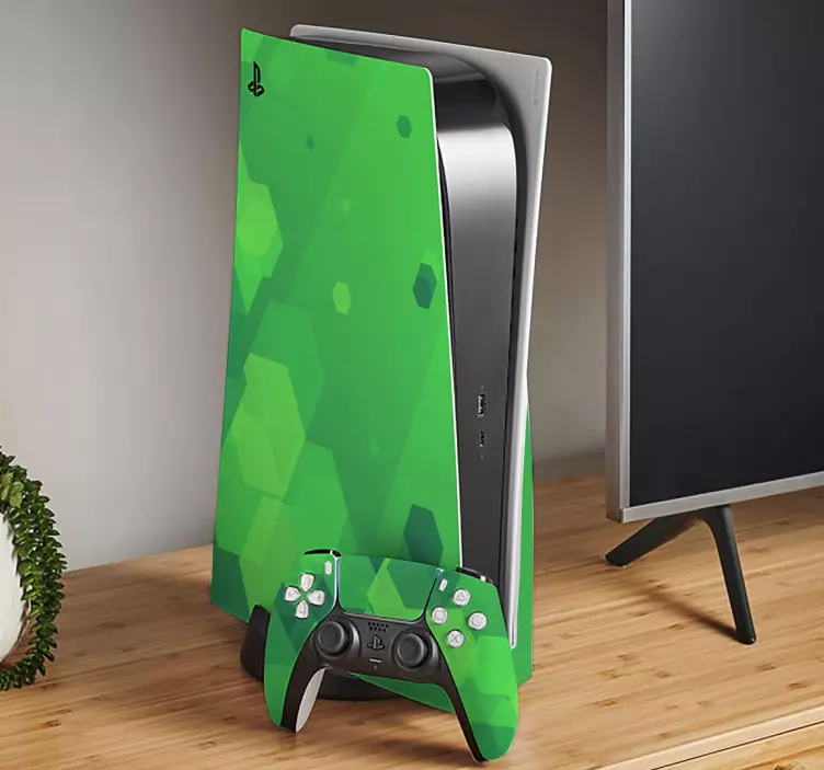 Autocolante pentru ps5 model hexagonal verde - TenStickers