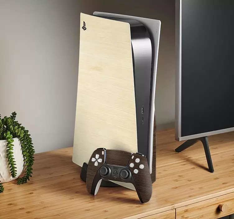 Autocolante pentru ps5 textura lemnului - TenStickers