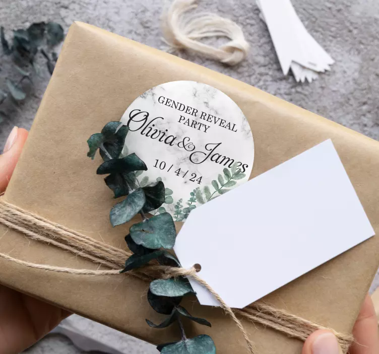 Autocolante cu pătură marmură petrecere dezvăluie de gen - TenStickers