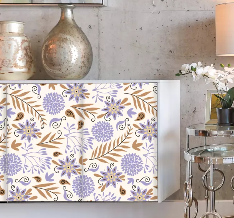 Pictat flori vintage model mobilier decal - TenStickers