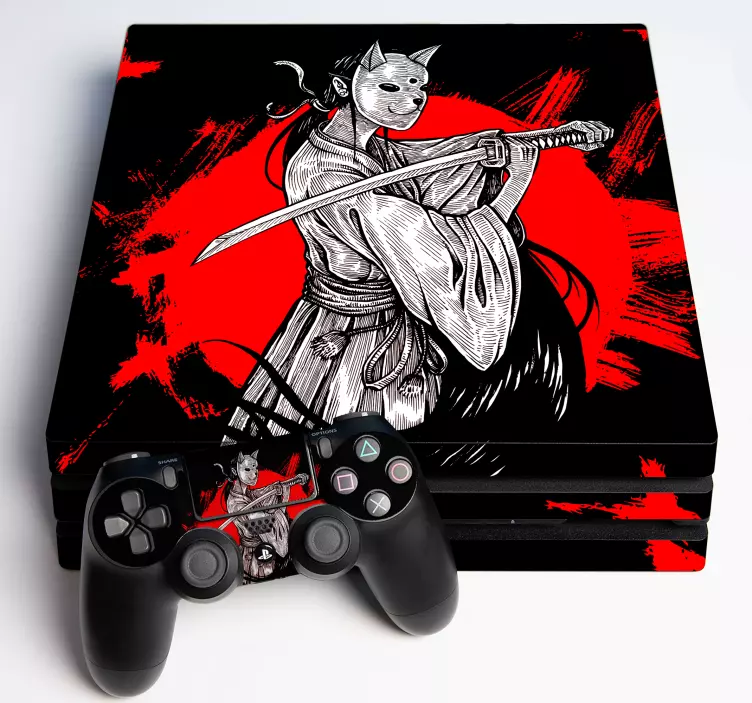 Autocolante ps4 personaj pisică samurai - TenStickers