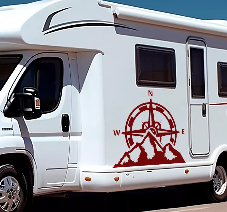 Autocolante rulote busola și munți - TenStickers