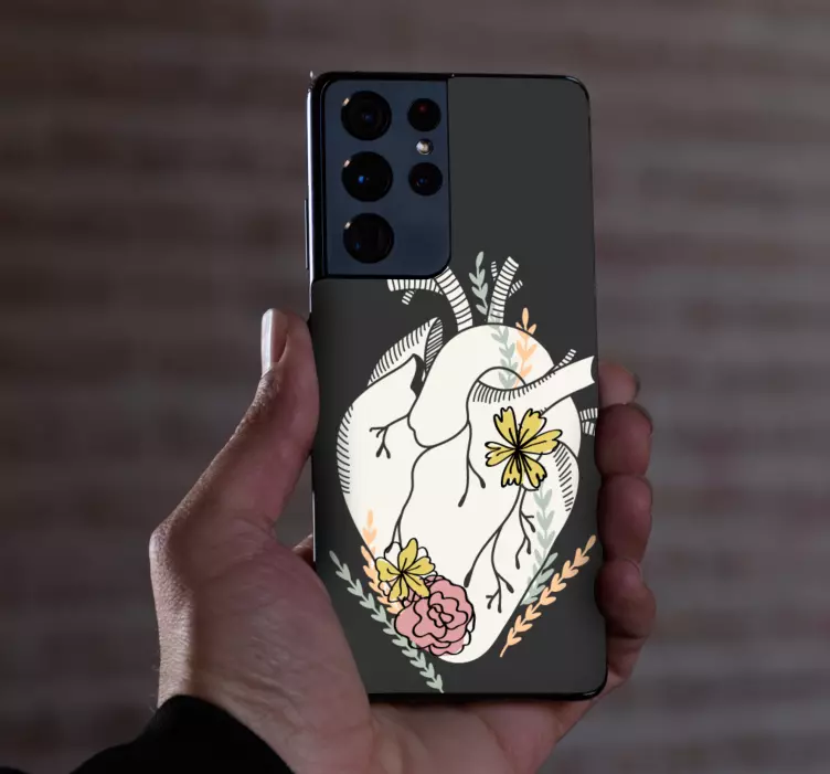 Autocolante Samsung design floral cu inimă - TenStickers