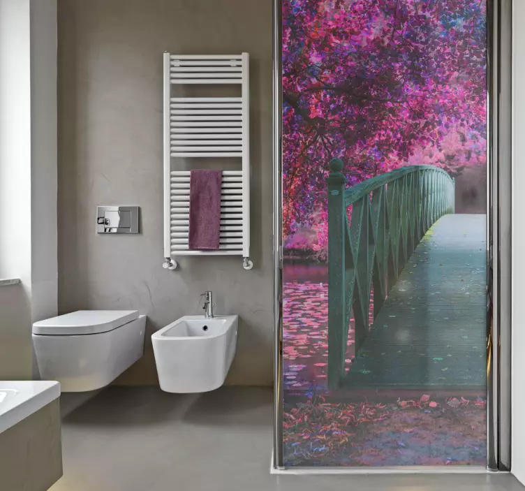 Autocolante cabina dus peisaj pod de lemn - TenStickers