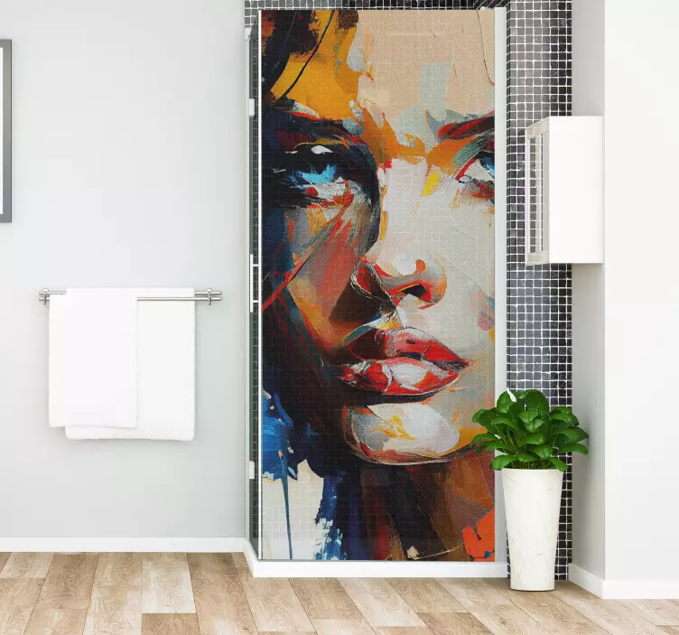 Autocolante cabina dus pictură pe față colorată - TenStickers