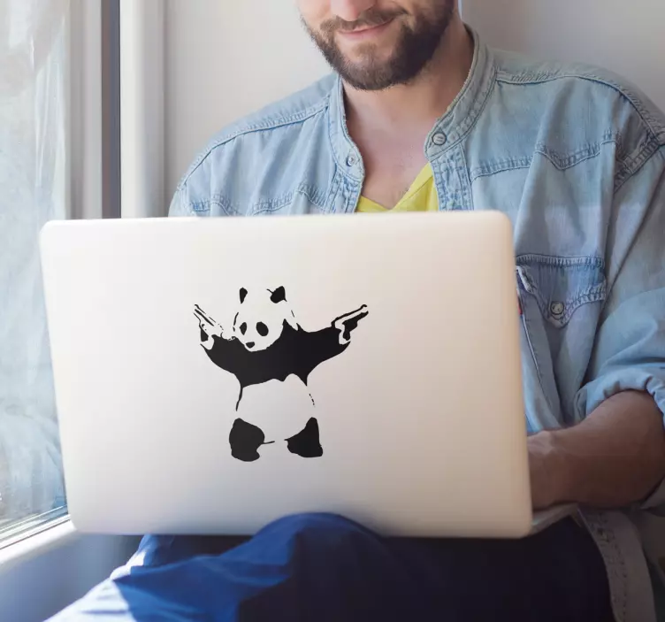 Banksy autocolant panda laptop - TenStickers