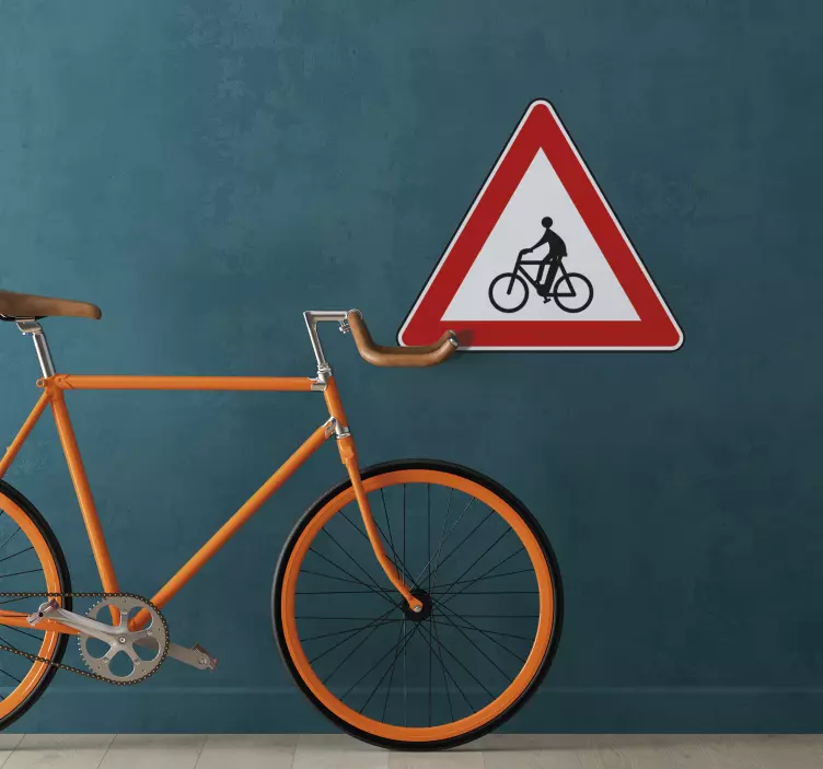 Biciclist îngrijirea autocolantului cu semn rutier - TenStickers