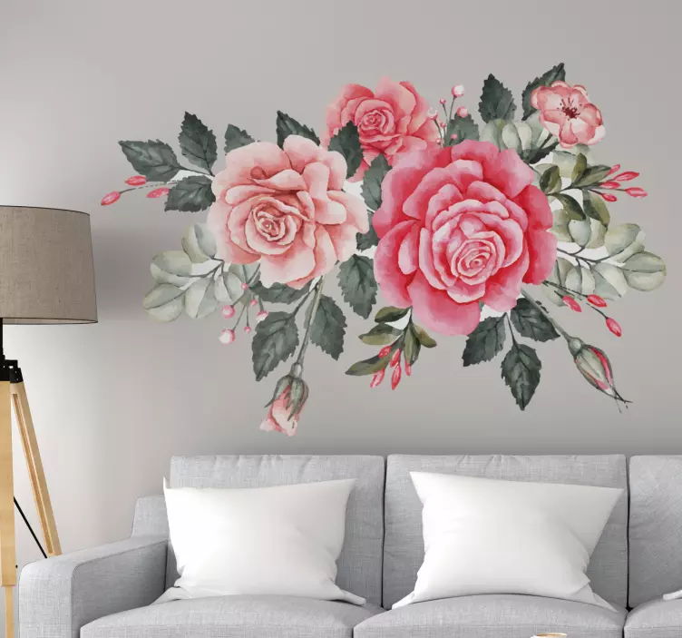 Buchet de flori roz perete decal - TenStickers