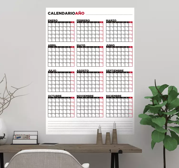 Tablă calendaristică scrie pe autocolant - TenStickers