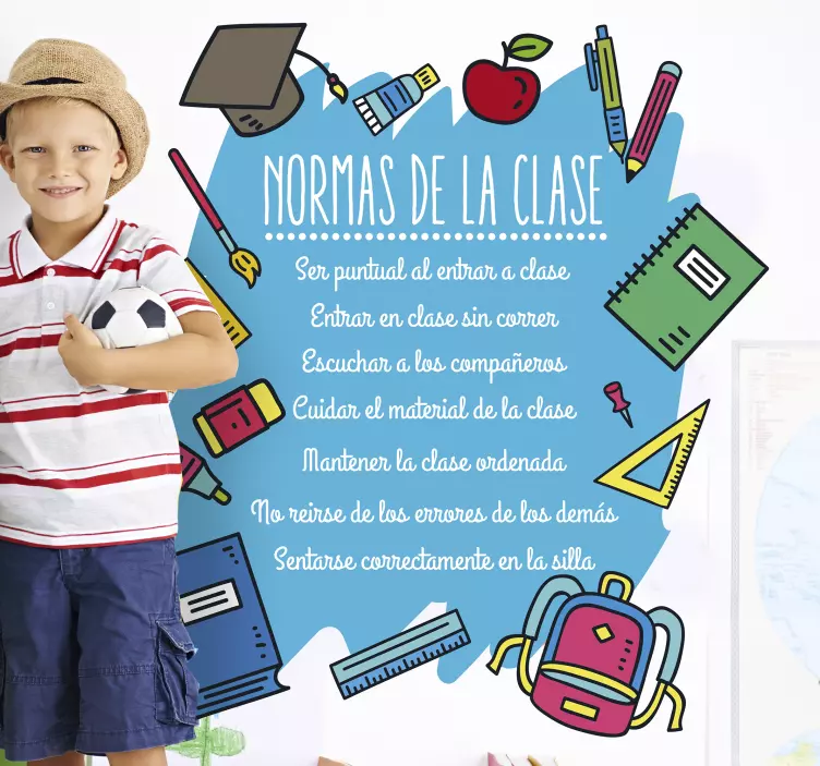 Regulile clasei copiilor decal perete educativ - TenStickers