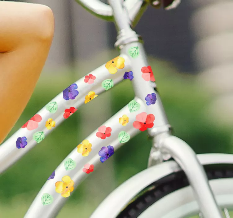 Colorat autocolant biciclete de flori - TenStickers