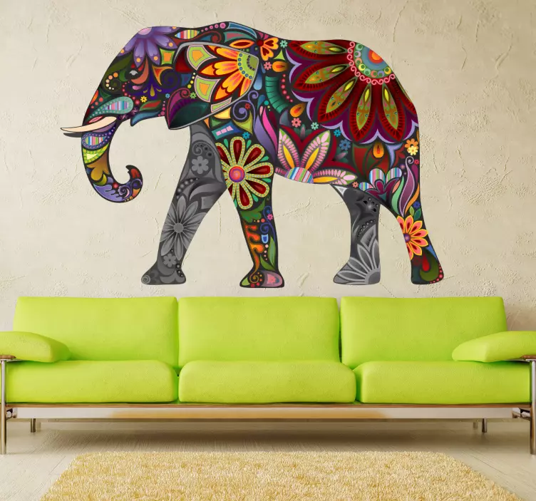 Colorat autocolant de perete de elefant - TenStickers