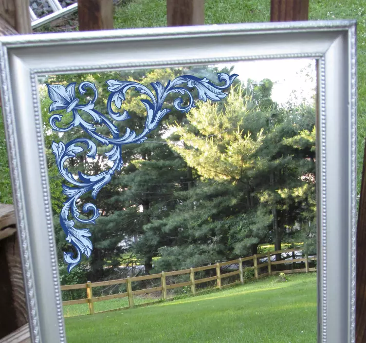 Colțuri albastre florale oglindă oglindă - TenStickers