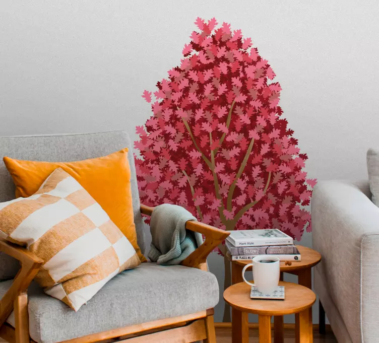 Autocolante de perete flori roz copac pentru sufragerie - TenStickers
