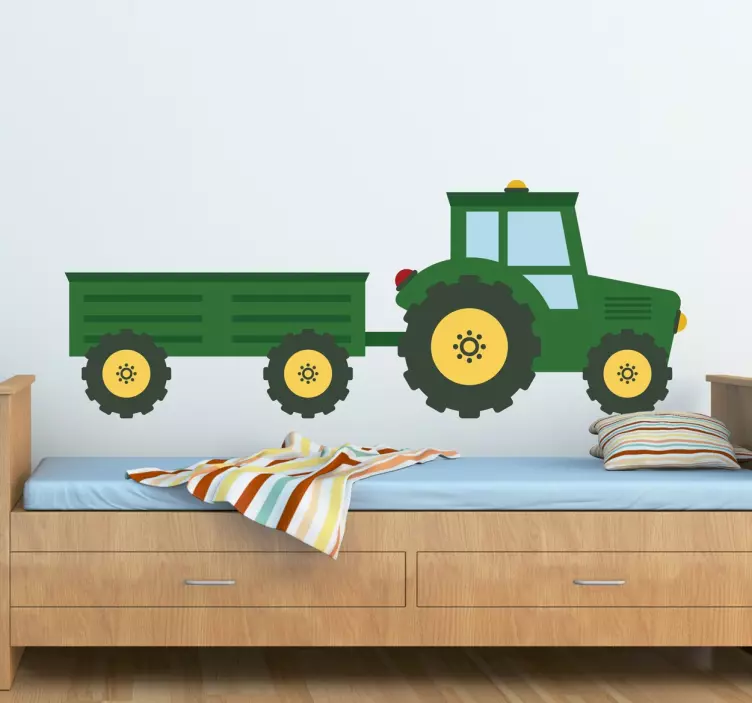 Copii autocolant de perete verde tractor - TenStickers
