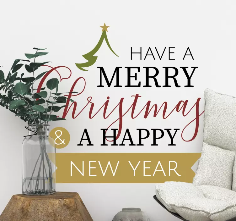 Autocolant de crăciun fericit și de anul nou fericit - TenStickers