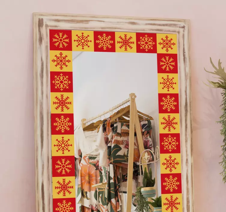 Crăciun fulgi de zăpadă cadru sticker de crăciun - TenStickers