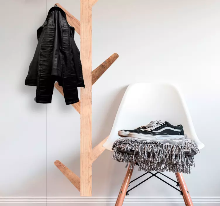 Autocolant din lemn design cuier design - TenStickers