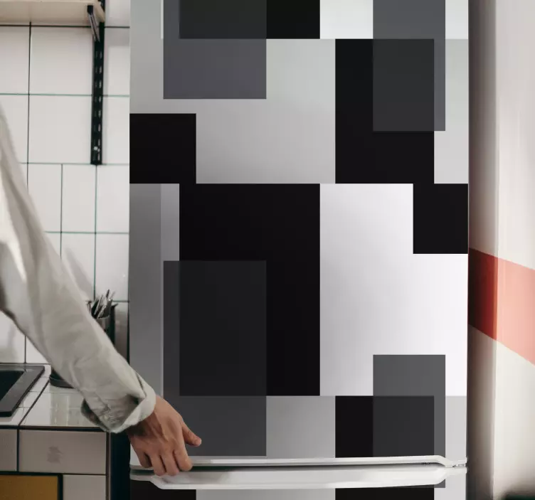 Culoare alb-negru blocuri autocolant frigider - TenStickers