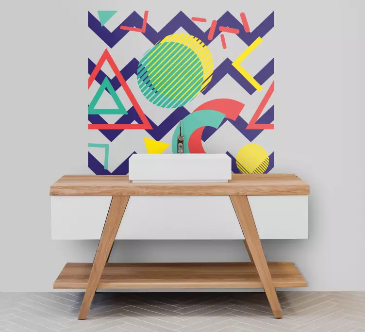Culori puternice pictură geometrică art decal - TenStickers