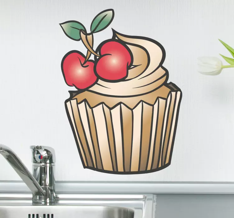 Cupcake cu decal de cireșe - TenStickers