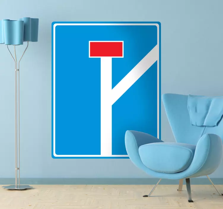 Dead end cu autocolant cu semn de deviere a traseului - TenStickers