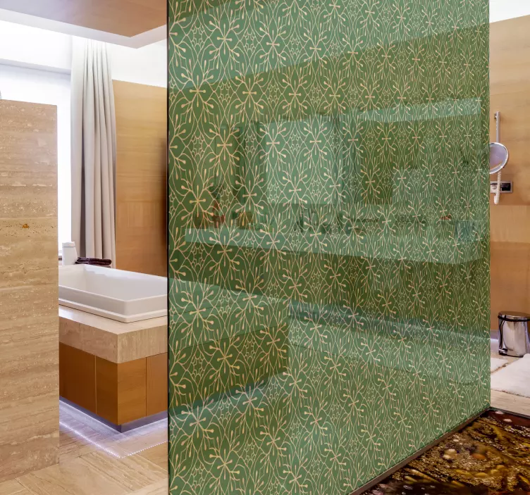 Autocolant elegant cu ecran de duș verde și auriu - TenStickers