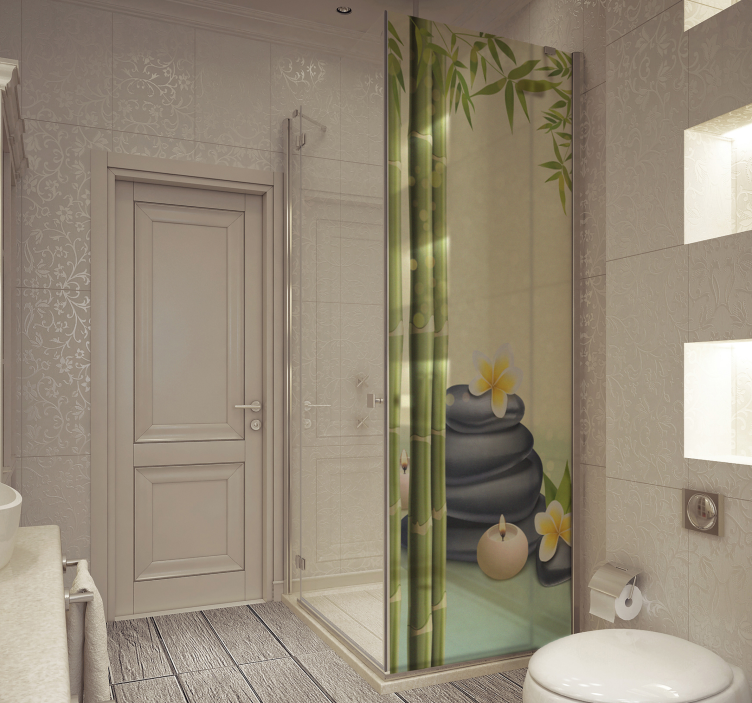 Autocolant cu ecran de duș cu pietre negre - TenStickers