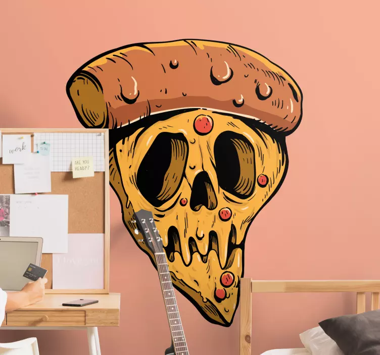 Decal urban în stil graffiti craniu de pizza - TenStickers