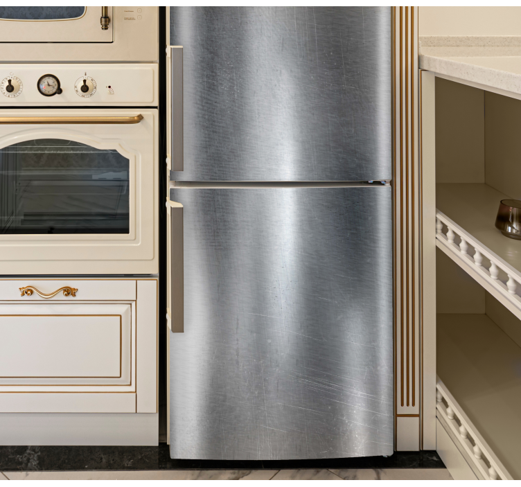 Decal frigider cu textură rustică din metal argintiu - TenStickers