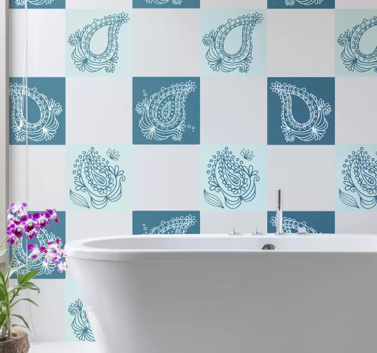 Autocolant floral faianță paisley - TenStickers