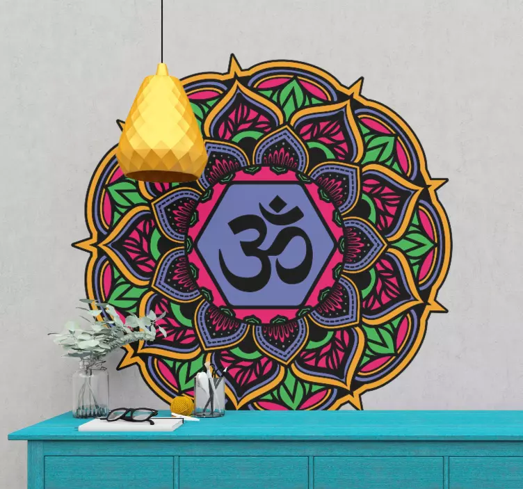 Autocolant colorat de perete om mandala - TenStickers