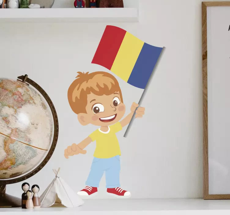 Autocolant personalizat steag băiat român - TenStickers