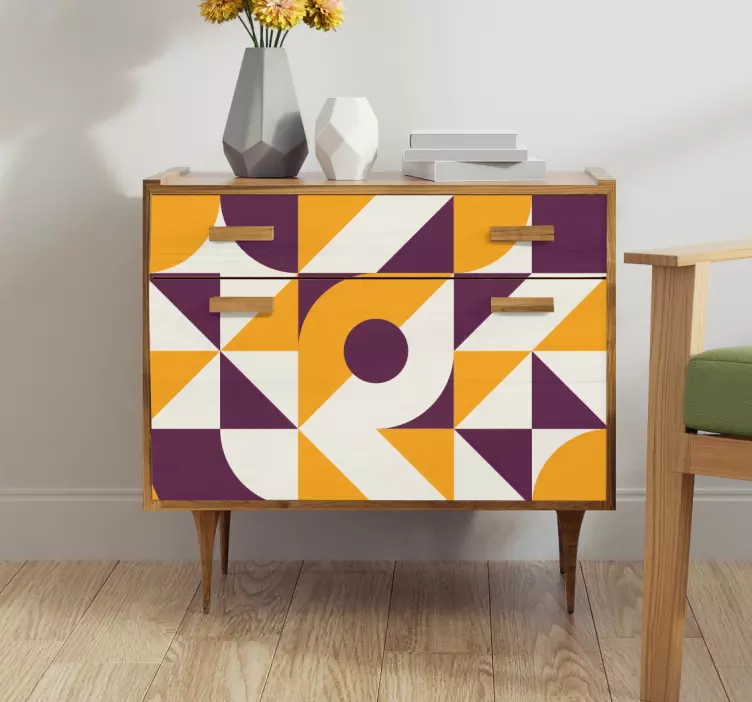 Autocolant vintage cu mobilier abstract - TenStickers